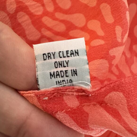 Amaya 100% Silk Embroidered Tunic Top Sz 44 US L Pink Coral Tropical Boho Flowy - Picture 9 of 13